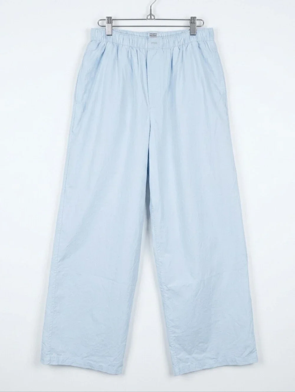 SKIMS Pajama Pants Unisex Medium Light Blue Cotton Elastic Loungewear Wide-leg